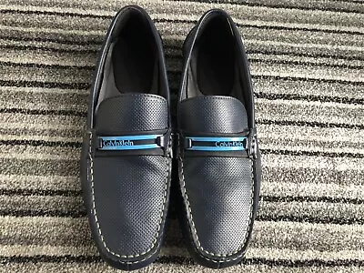 Mens Calvin Klein Navy Leather Driving Shoes - Size 9 • £40