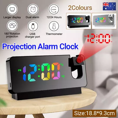 LED Digital Smart Alarm Clock Projection Temperature Time Projector LCD Display • $21.77