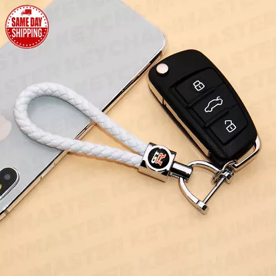 White Weave Calf Leather GTR Logo Car Home Key Chain Ring Gift Decoration Sport • $12.99