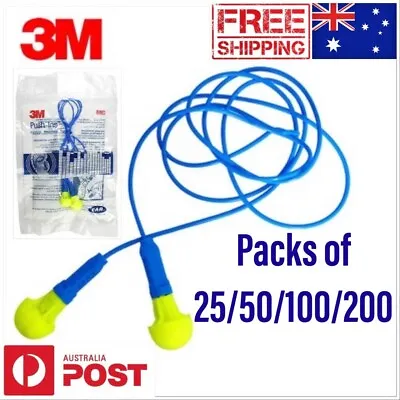 😎25/50/100/200 X Pairs 3M Push-In Reusable Ear Plugs Corded NRR28 28dB 318-1005 • $110