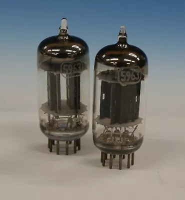 Pair GE 5963/12au7 TUBEs 1950s 17MM BLACK PLATE Maxi-Preamp II Test STRONG T1808 • $38.76