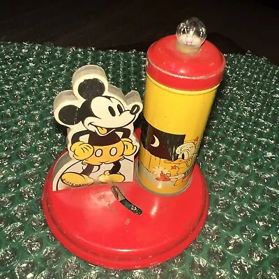 1938 Walt Disney Mickey Mouse Tin Litho Night Light VINTAGE! Works Original Bulb • $395