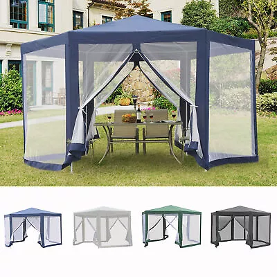 Hexagonal Metal Netting Gazebo Patio Outdoor Canopy Party Activity Event Marquee • £67.99