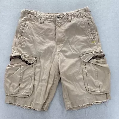 Vintage American Eagle Cargo Shorts Mens 34 Beige Distressed Military Style Y2K • $19.99