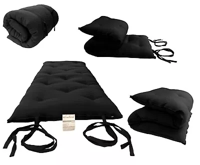 King Traditional Floor Futon Mattresses Cotton/Foam 80L X 72W X 3T Black • $229