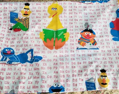 Vintage Sesame Street Muppets 1970's Twin Flat Sheet Alphabet ABC's Big Bird • £17.34