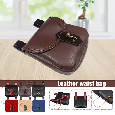 Medieval Retro Waist Belt Bag PU Leather Solid Pouch Cosplay Performance Props • $28.66