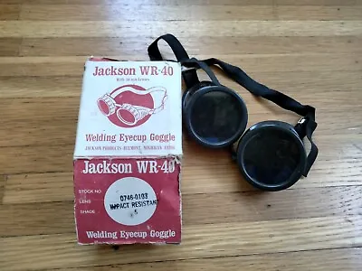 Vintage Jackson WR-40 Welding Eyecup Goggles Steampunk Motorcycle Green Lens • $40