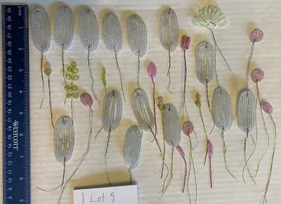 Vintage French Glass Seed Beaded FLOWERS Leaves Stems Components 25 Pcs Lot 9 • $26.99