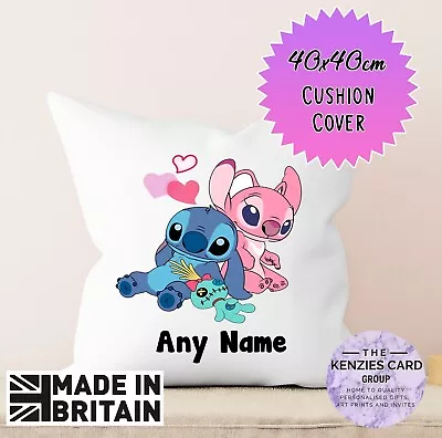 Personalised Disney Lilo & Stitch Cushion Any Name Cushion Cover 40x40cm V11 • £6.55