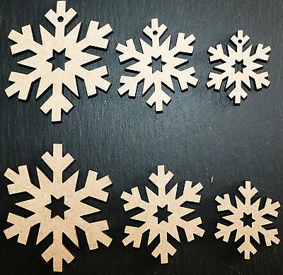 Laser Cut Wooden Snowflakes Shapes Xmas Embellishments Craft 40506080100 Mm • £2.99