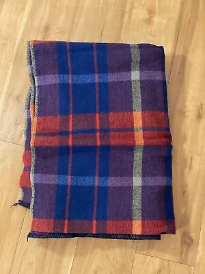 Vintage Fairbo Wool Fluff-Loomed Plaid Throw Blanket  68x56  Red & Blue Flannel • $23.40