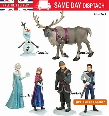 Frozen Figure Cake Toppers Disney Figures Elsa Olaf Anna Hans Kristoff Sven 6pcs • £10.95