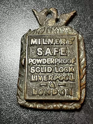 Antique Brass Milners Safe Key Escutcheon Liverpool London House Clearance • £40