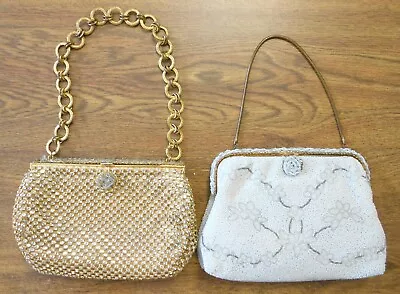 Vintage 1950s C&M Caron France Beaded Evening Bag France Rhinestone Mesh Purse  • $65