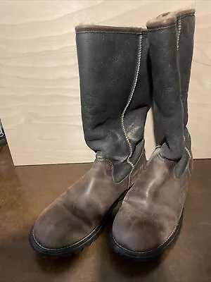 Women's UGG 5490 Leather Sheepskin Tall Boots Brown Sz 11 • $75