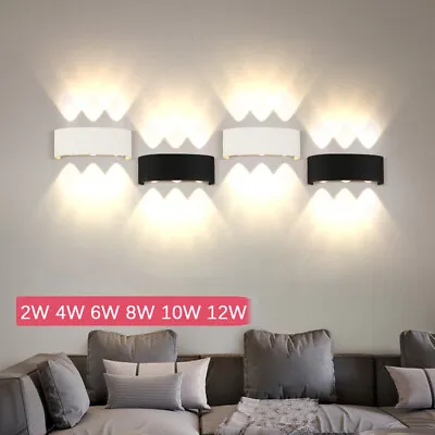 2W 6W 8W 10W 12W LED Wall Lights Up/Down Modern Sconce Indoor Lamp Warm Daylight • £11.99