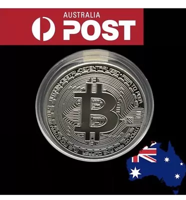 Silver Plated Bitcoin With Plastic Capsule Novelty Coin Aus Stock Collection • $4.79