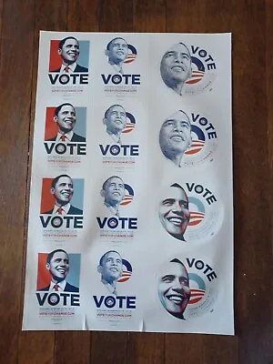 Barack Obama Biden Shepard Fairly VOTE For Change Sticker Sheet • $12