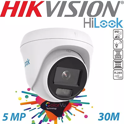 HiLook ColorVu 5MP IPC-T259H 2.8mm IP PoE Turret Outdoor Camera  By Hikvision • £65.99