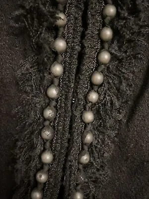 NWT $ ECI NEW YORK Black JACKET Blazer With Fringes & Pearls Wool Blend Large • $45