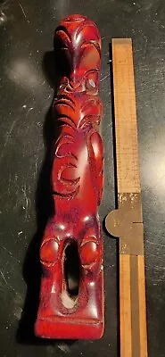 Vintage Maori New Zealand Wood Carved Rotorua Tiki Totem Paua Shell Eyes • $47.76