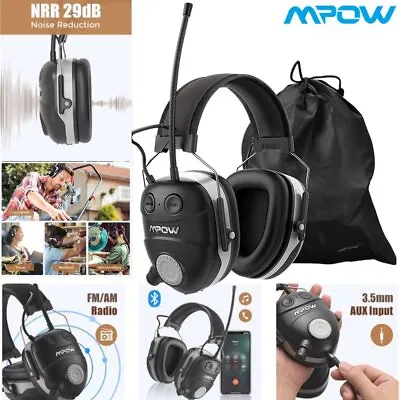 Mpow Bluetooth Ear Defenders Protector Ear Muffs Headphones AM/FM Radio NRR • £42.99