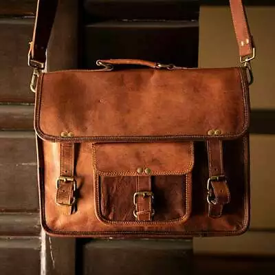 Vintage Genuine Leather Satchel Shoulder Bag Messenger Laptop Briefcase For Men • $45.89