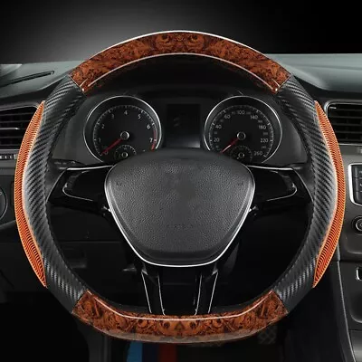 Car Steering Wheel Cover Carbon Fiber For Volvo Suv Truck Sedan (Black Brown) • $33.50