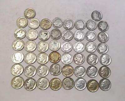 1956 US Dimes 90% Silver Roll Of 50 • $111