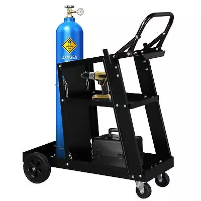 New Durable Welder Welding Cart Plasma Cutter MIG TIG ARC Storage Tanks Black • $54.99