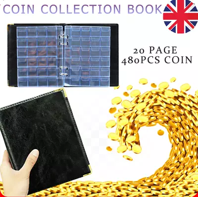 480 Album Coin Penny Money Storage Book Case Folder Holder Collection Collecting • £11.59