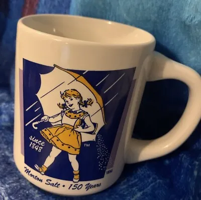 Vintage Morton Salt 1956 Logo Girl When It Rains It Pours Coffee Mug Cup Rare(B) • $8.95