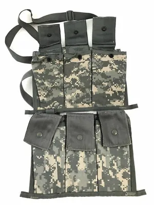 2 PACK US Military 6 Magazine Bandoleer Pouch ACU Triple 6 Mag Ammo Pouch VGC • $12.98