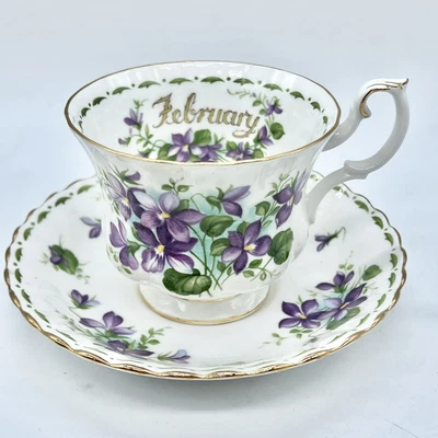 $22.89 • Buy Royal Albert Bone China Flower Of The Month February TeaCup & Saucer Set Violets