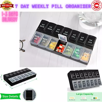 7 Day Weekly Pill Organizer Case Medicine Large Storage Box AM PM 2 Times A Day • $6.85