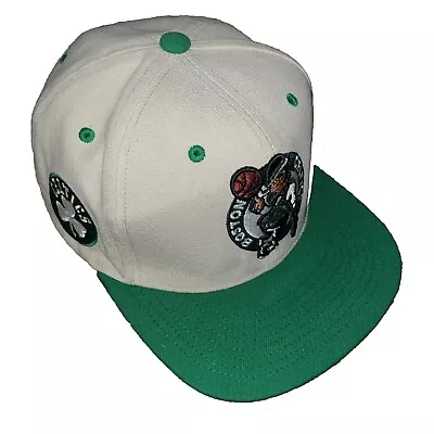 Mitchell & Ness Boston Celtics   Logo 2Tone    Cream/Green Adjustable Snapback R • $19