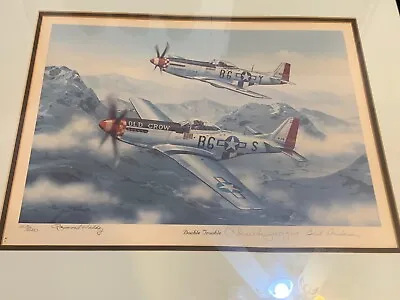 Double Trouble P-51 Mustangs Litho Signed By Chuck Yeager/Anderson/Waddey LTD • $244