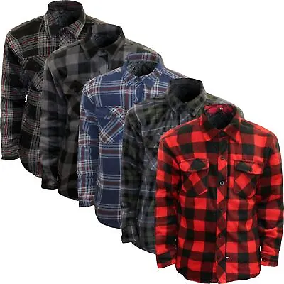 New Mens Thick Padded Lumberjack SHIRT LINED Heavy Quilted Lined Warm Fleece Top • £16.99