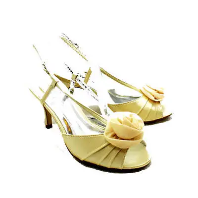 Ladies High Heel Wedding Party Formal Evening Satin Rosette Shoes Womens • £29