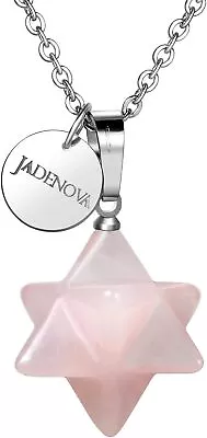 Natural Rose Quartz Merkaba Pendant Necklace - Fine & Fashion Jewelry For Energy • $30.09