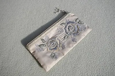 £12 • Buy Oyster Coloured Hand Embellished Zip Up Make-Up Bag By Accessorize Made In India