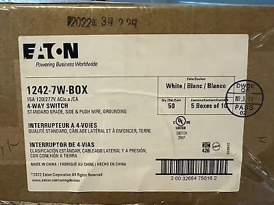 NEW Case Lot 50 EATON 1242-7W-BOX 4-Way Toggle Switch White 15A 120/277V Qty. 50 • $139.95