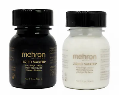 Mehron Makeup Liquid Face/ Body Theatrical Paint-Black /White 1 Oz Bottles -NEW  • $16.98