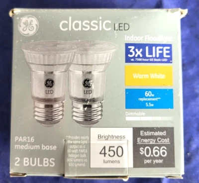 $12.78 • Buy GE Classic 60-Watt EQ Warm White Dimmable Par16 Light Bulbs