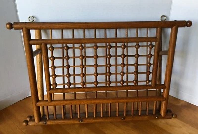 $135 • Buy Antique Oak Stick And Ball Style Hanging Magazine Rack