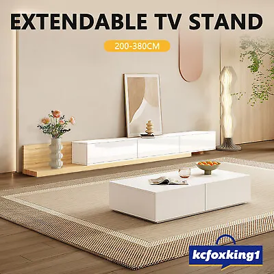 $279.49 • Buy 200-380cm TV Stand Cabinet 3 Drawers Entertainment Unit Storage White OAK