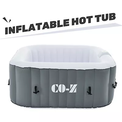 4 Person Inflatable Spa Tub 5'x5' Portable Outdoor Hot Tub Pool W Air Pump Gray • $381.63