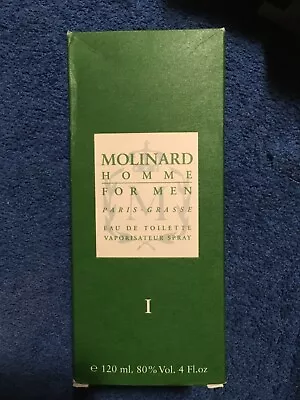 MOLINARD HOMME I FOR MEN  4.0oz 120ml EAU DE TOILETTE SPRAY OLD STOCK • $140