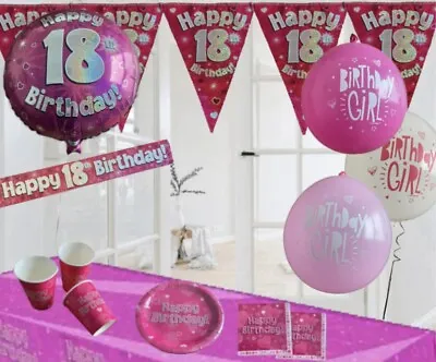 18th Birthday Pink Themed Party Decorations & Tableware. 18th Party Decorations • £3.25